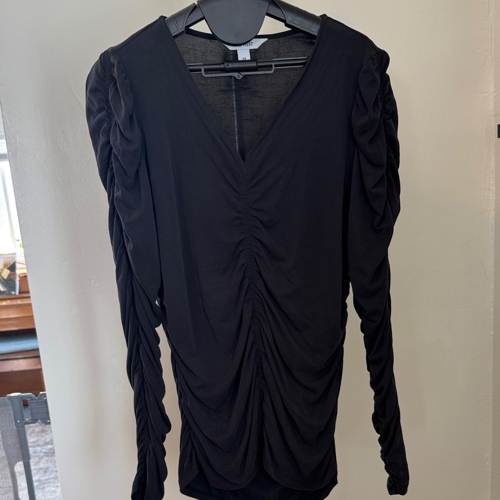 Nine West Black Ruched Blouse